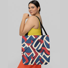 Abstract geometrisch patroon met overlappende vorm tote bag