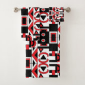 Abstract geometrisch patroon Modern Black Red Whit Bad Handdoek (Insitu)