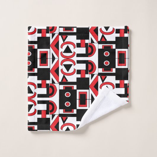 Abstract geometrisch patroon Modern Black Red Whit Bad Handdoek (Wasdoekje)