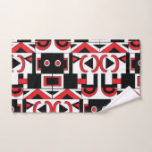 Abstract geometrisch patroon Modern Black Red Whit Bad Handdoek (Handdoek)