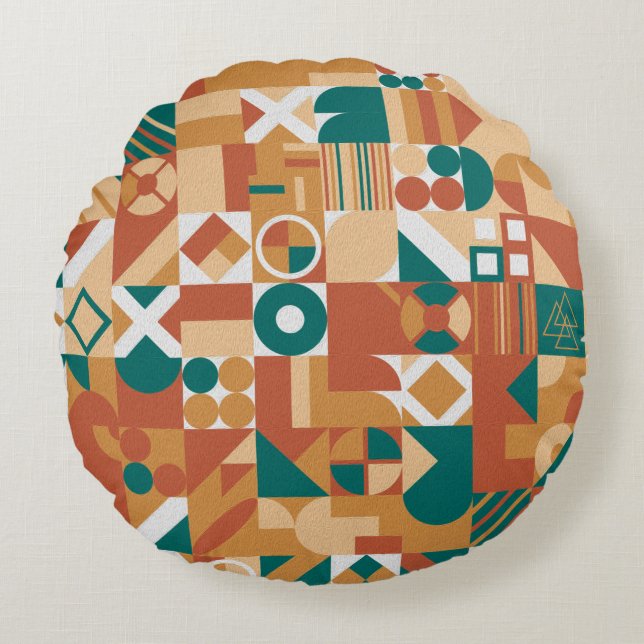 Abstract geometrisch patroon. Multicolor Figures.  Rond Kussen (Voorkant)