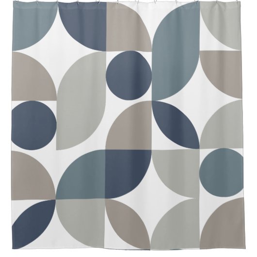 Abstract geometrisch patroon Navy Blue Grey Douchegordijn (Voorkant)