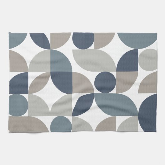 Abstract geometrisch patroon Navy Blue Grey Theedoek (Horizontaal)
