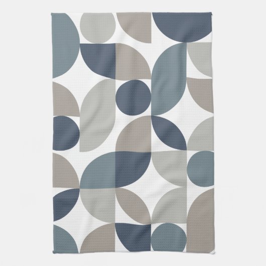 Abstract geometrisch patroon Navy Blue Grey Theedoek (Verticaal)