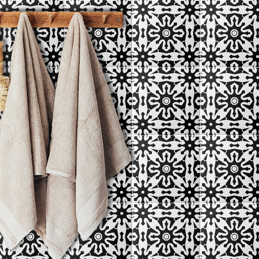 Abstract Geometrisch Patroon op Art Black en White Tegeltje