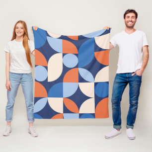 Abstract Geometrisch Patroon Oranje Blauw Fleece Deken