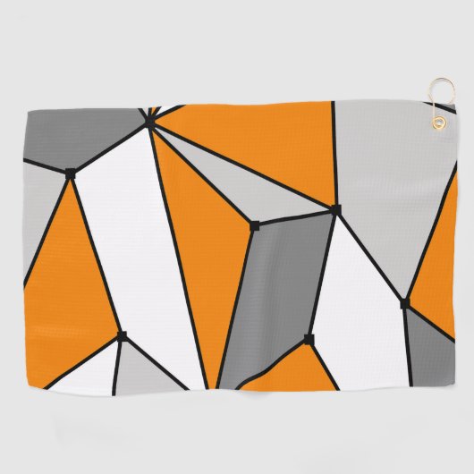 Abstract geometrisch patroon - oranje en grijs. golfhanddoek (Horizontaal)