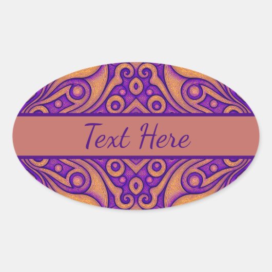 Abstract geometrisch patroon ovale sticker (Voorkant)