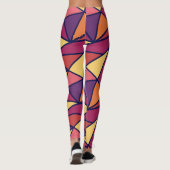 Abstract geometrisch patroon, Paars, geel, Oranje Leggings (Achterkant)