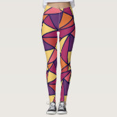 Abstract geometrisch patroon, Paars, geel, Oranje Leggings (Voorkant)
