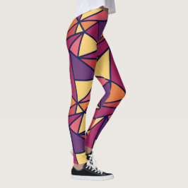 Abstract geometrisch patroon, Paars, geel, Oranje Leggings