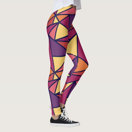 Abstract geometrisch patroon, Paars, geel, Oranje Leggings (Rechts)