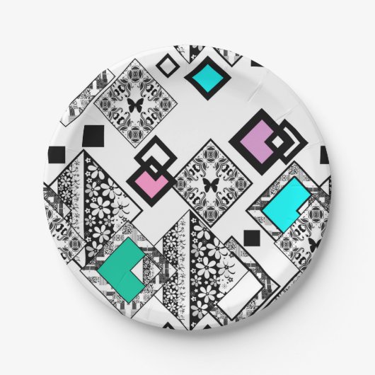 Abstract geometrisch patroon papieren bordje (Voorkant)