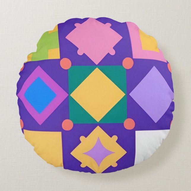 Abstract Geometrisch Patroon Rond Kussen (Voorkant)