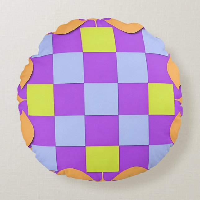 Abstract Geometrisch Patroon Rond Kussen (Voorkant)