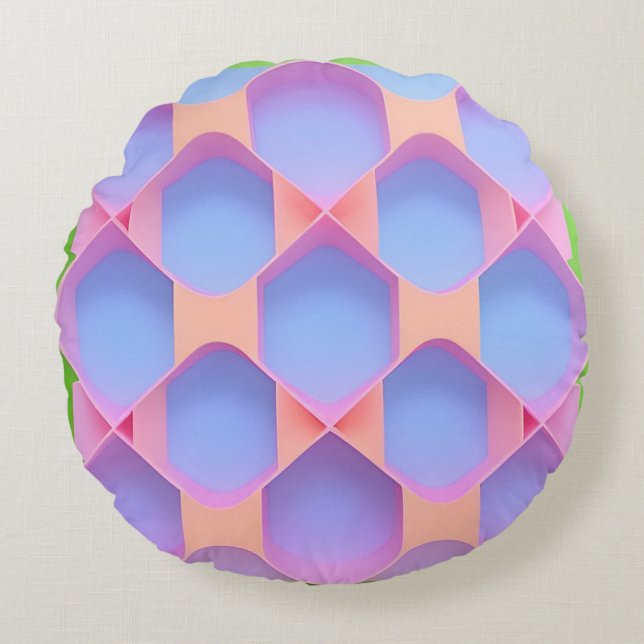 Abstract Geometrisch Patroon Rond Kussen (Voorkant)