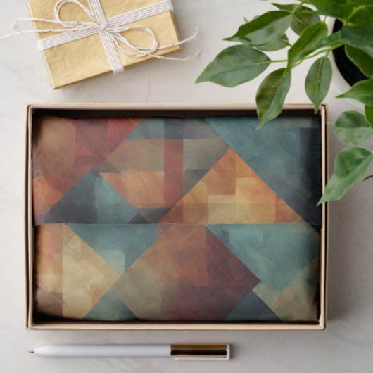 Abstract geometrisch patroon - rood, Blauwgroen, g Tissuepapier (Geschenk)