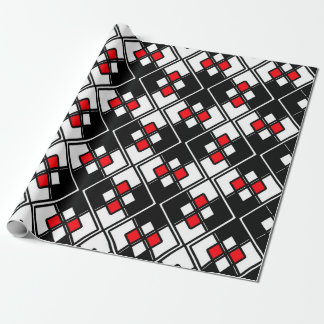 Abstract geometrisch patroon - rood, zwart en wit. cadeaupapier