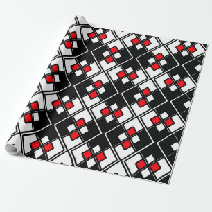 Abstract geometrisch patroon - rood, zwart en wit. cadeaupapier
