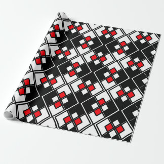Abstract geometrisch patroon - rood, zwart en wit. cadeaupapier