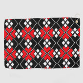 Abstract geometrisch patroon - rood, zwart en wit. golfhanddoek (Horizontaal)