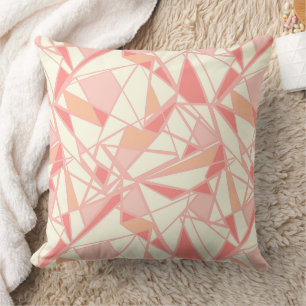 Abstract geometrisch patroon roze beige kussen