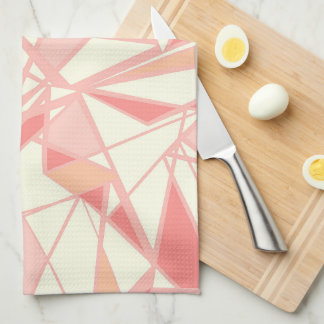 Abstract geometrisch patroon roze beige theedoek
