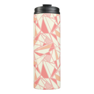 Abstract geometrisch patroon roze beige thermosbeker