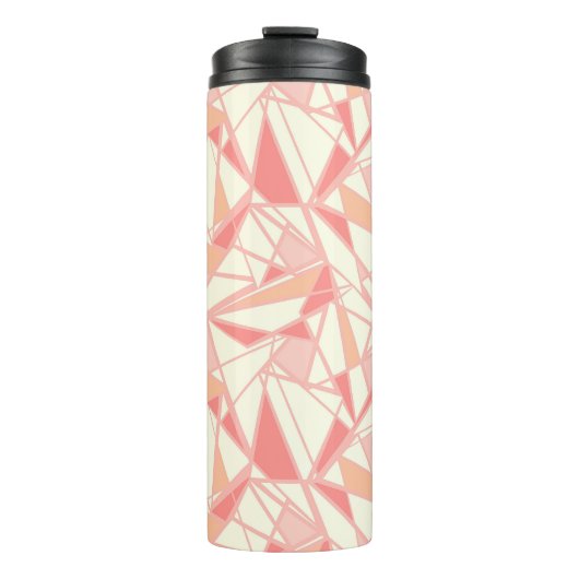 Abstract geometrisch patroon roze beige thermosbeker (Voorkant)