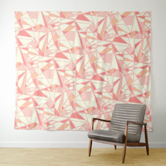 Abstract geometrisch patroon roze beige wandkleed