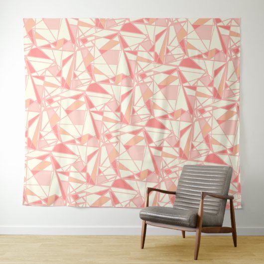 Abstract geometrisch patroon roze beige wandkleed (In Situ (horizontaal))