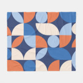 Abstract geometrisch patroon Sinaasappel blauw Fleece Deken (Voorkant (Horizontaal))