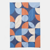 Abstract geometrisch patroon Sinaasappel blauw Theedoek (Verticaal)