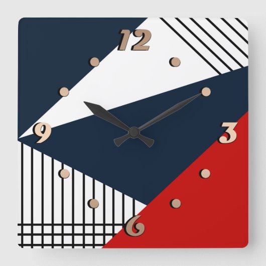 Abstract geometrisch patroon vierkante klok (Voorkant)