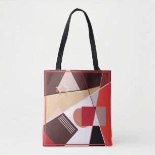 Abstract geometrisch patroon, zijden sjaal desi tote bag