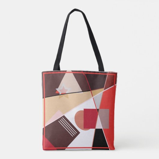 Abstract geometrisch patroon, zijden sjaal desi tote bag (Achterkant)