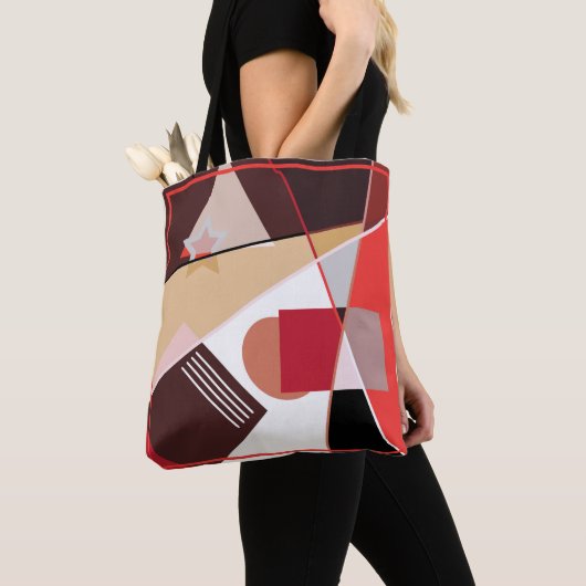 Abstract geometrisch patroon, zijden sjaal desi tote bag (Dichtbij)