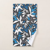 abstract, geometrisch, patroon-, zwart- en blauwe  bad handdoek (Handdoek)