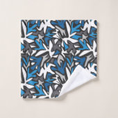 abstract, geometrisch, patroon-, zwart- en blauwe  bad handdoek (Wasdoekje)