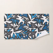 abstract, geometrisch, patroon-, zwart- en blauwe  bad handdoek (Handdoek)