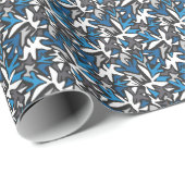 abstract, geometrisch, patroon-, zwart- en blauwe cadeaupapier (Rol Hoek)