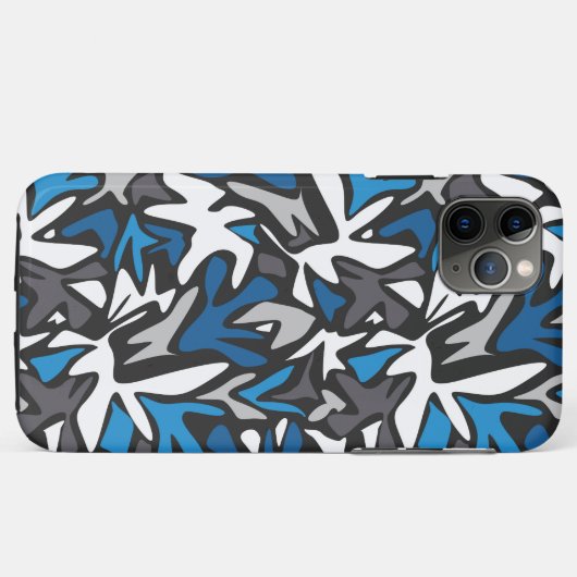 abstract, geometrisch, patroon-, zwart- en blauwe  Case-Mate iPhone case (Achterkant (horizontaal))