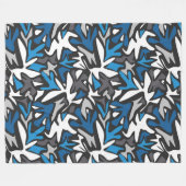 abstract, geometrisch, patroon-, zwart- en blauwe  fleece deken (Voorkant (Horizontaal))