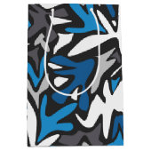 abstract, geometrisch, patroon-, zwart- en blauwe  medium cadeauzakje (Voorkant)