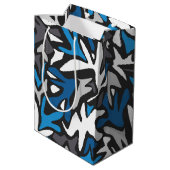 abstract, geometrisch, patroon-, zwart- en blauwe  medium cadeauzakje (Achterkant Gekanteld)