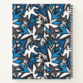 abstract, geometrisch, patroon-, zwart- en blauwe  notitieboek (Achterkant)