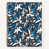 abstract, geometrisch, patroon-, zwart- en blauwe  notitieboek (Voorkant)