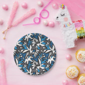 abstract, geometrisch, patroon-, zwart- en blauwe papieren bordje (Feest)