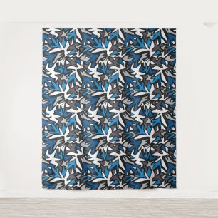 abstract, geometrisch, patroon-, zwart- en blauwe wandkleed