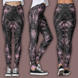 Abstract geometrisch patroon | Zwart en Blush Leggings